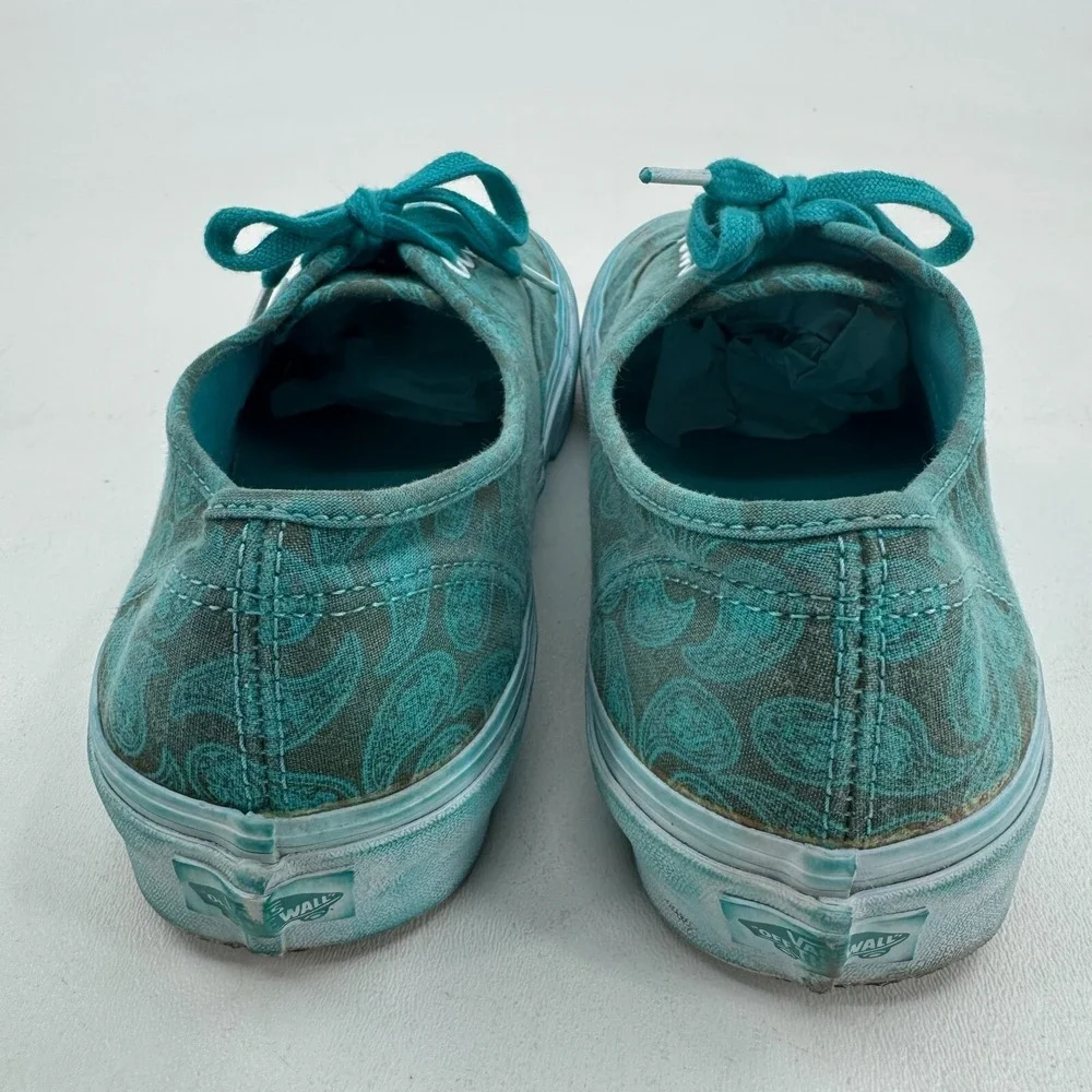 Vans Off the Wall Sneakers UNISEX Green Paisley Lace Up Shoes SIZE M8 W9.5